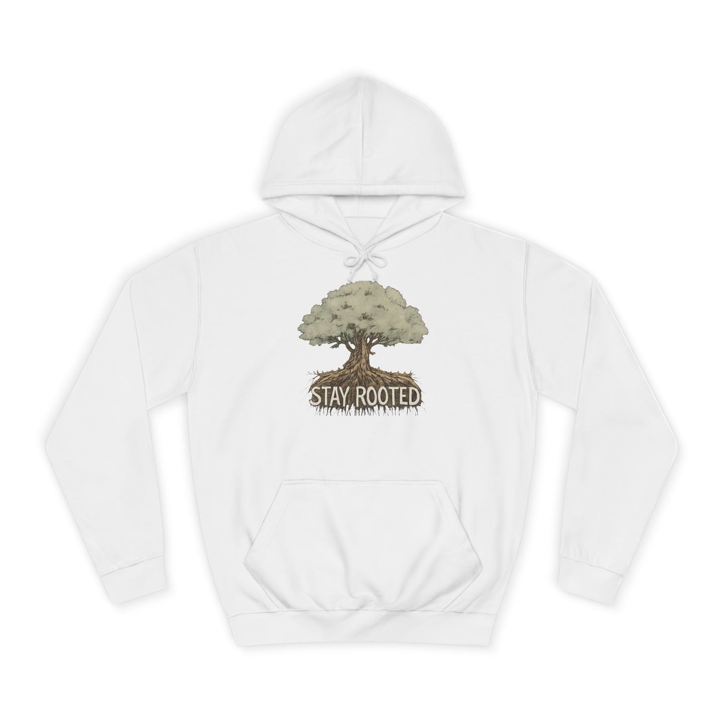 Stay Rooted Tree Hoodie — Inspirational Nature Graphic Hooded Sweatshirt