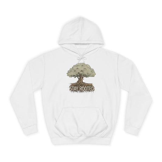 Stay Rooted Tree Hoodie — Inspirational Nature Graphic Hooded Sweatshirt