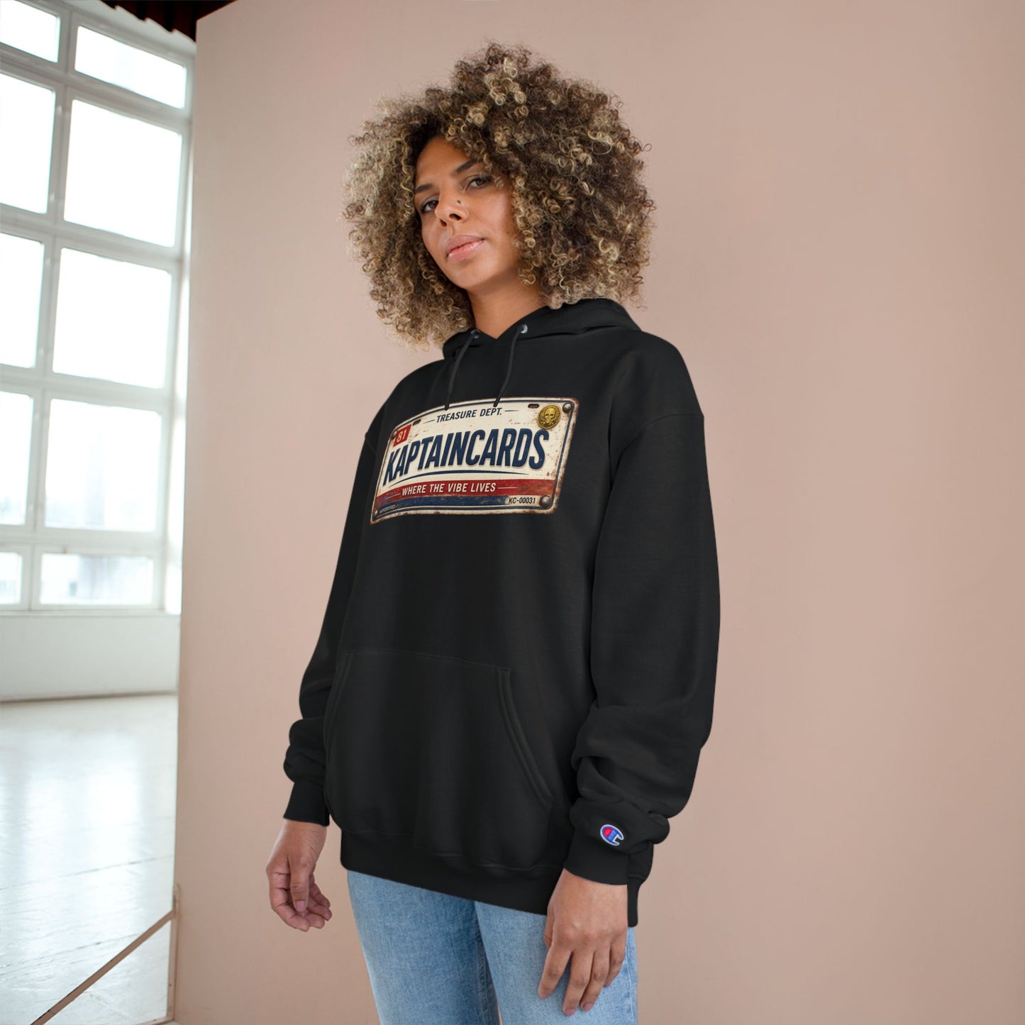 KAPTAINCARDS Retro License Plate Hoodie — Vintage Trucking Graphic Pullover