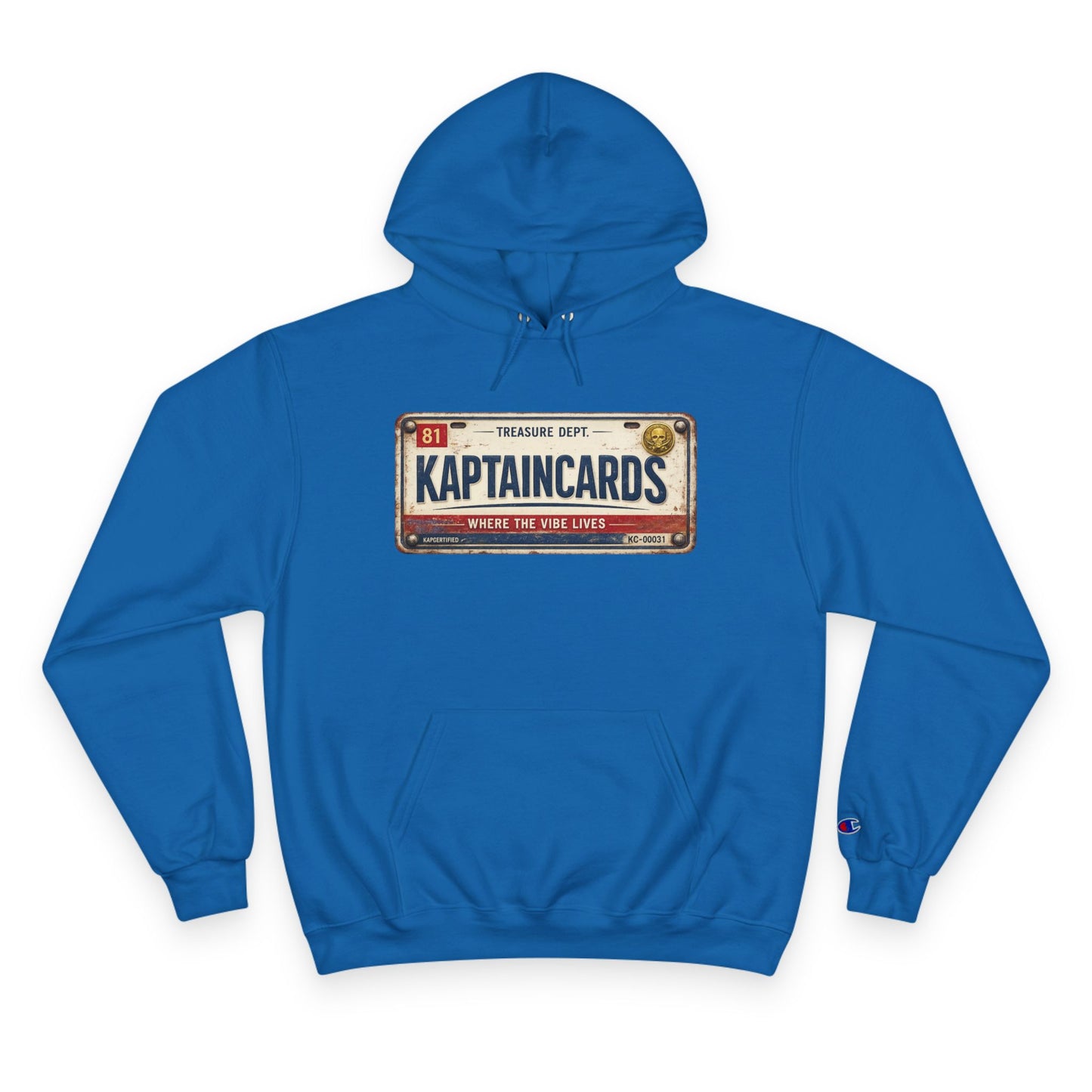 KAPTAINCARDS Retro License Plate Hoodie — Vintage Trucking Graphic Pullover