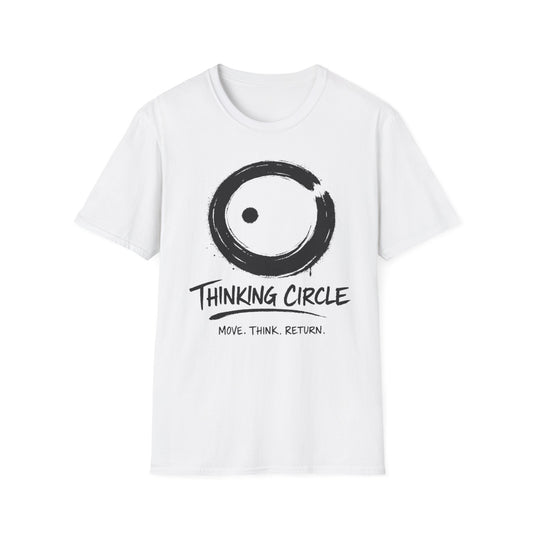 Thinking Circle T-Shirt — Zen Brush Enso Design (Move. Think. Return.)