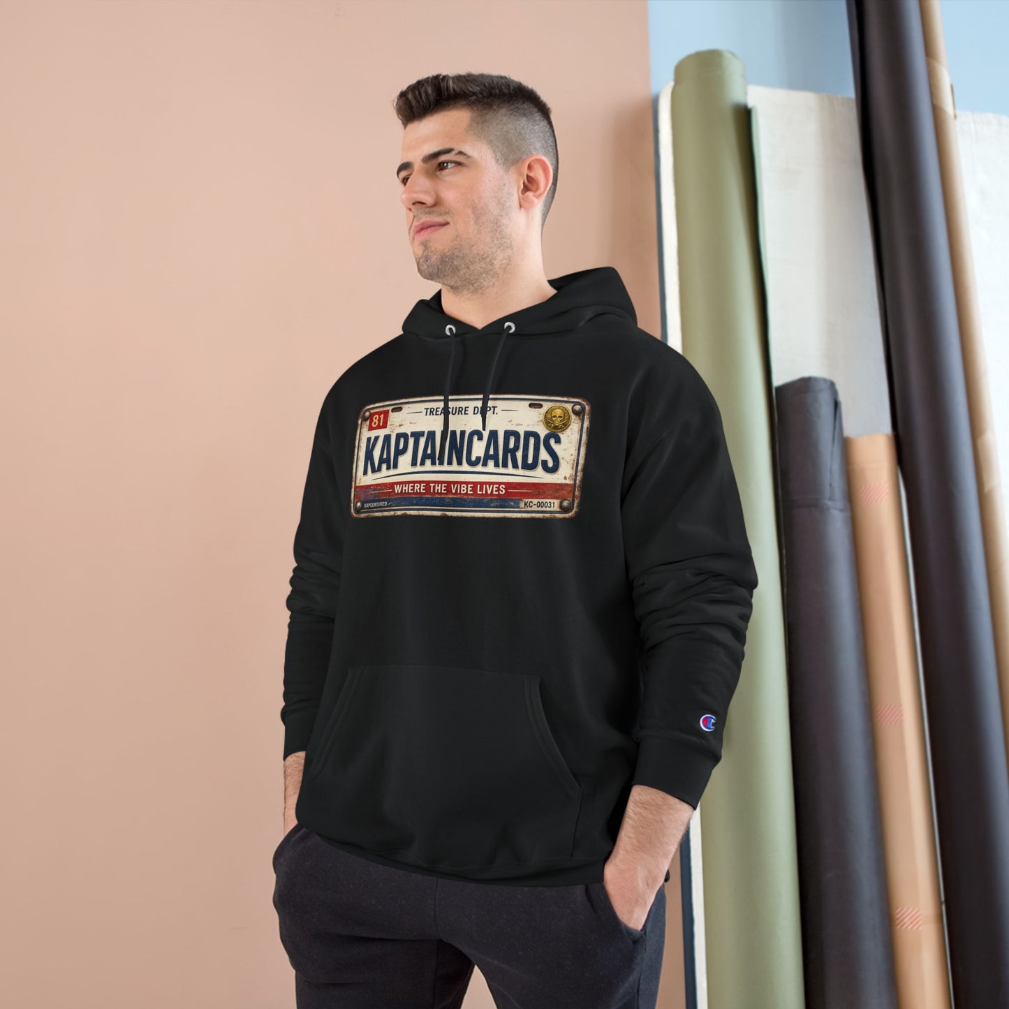 KAPTAINCARDS Retro License Plate Hoodie — Vintage Trucking Graphic Pullover