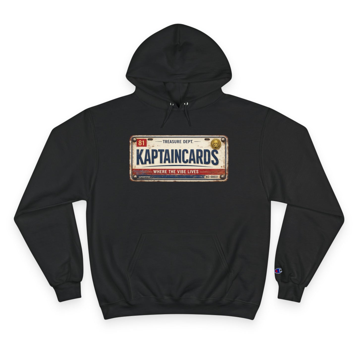 KAPTAINCARDS Retro License Plate Hoodie — Vintage Trucking Graphic Pullover